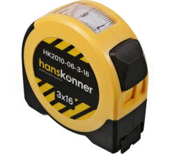 Рулетка 3x16мм, с окном для считывания внутренних размеров, Hanskonner