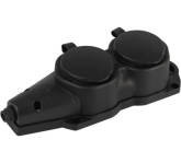 Колодка каучуковая с заземлением 2 розетки 16A IP44 черная KX-2e-B-IP44	