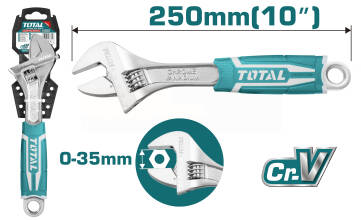 Разводной ключ TOTAL THT101106, 250мм, зажим 35мм, Cr-V