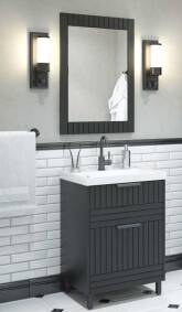 Тумба напольная Терра 60, Люкс матовый графит + раковина Сомо 60